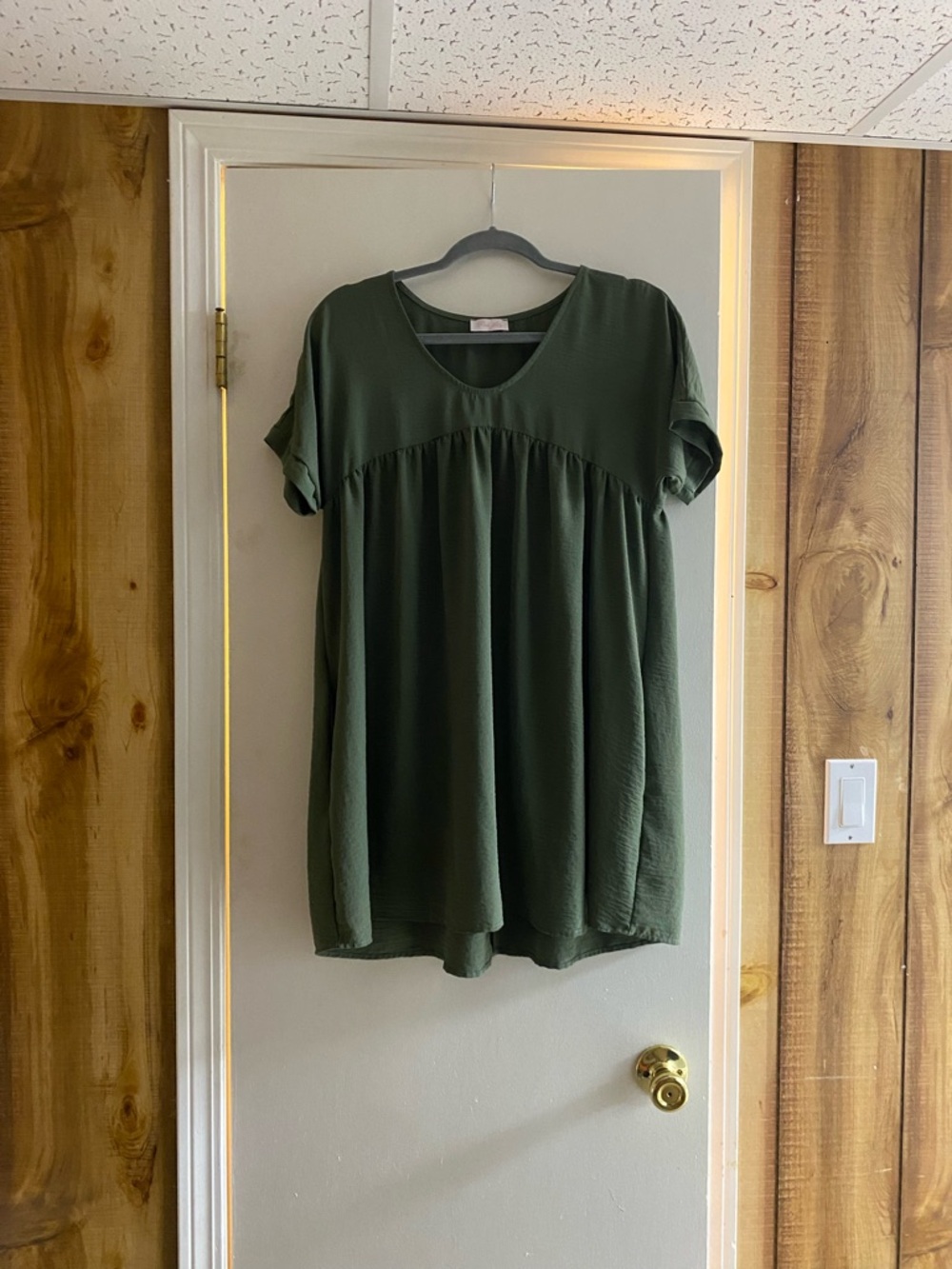 Pink Lily Olive Green Short Sleeve Babydoll Tunic